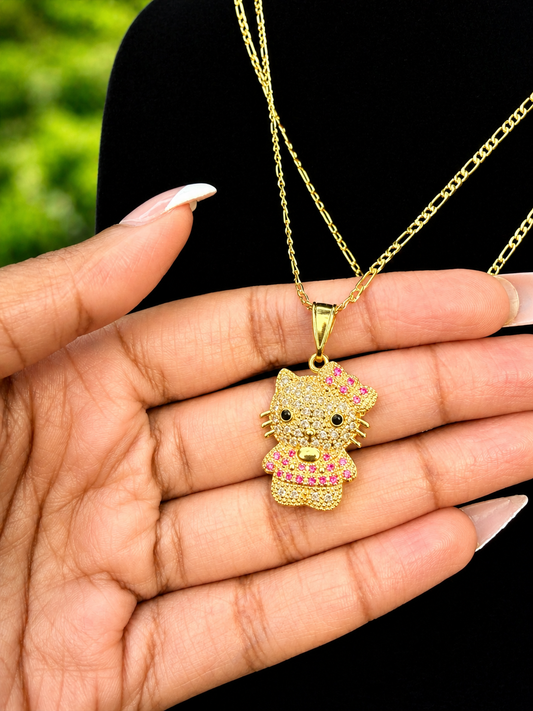 Pink Diamond Kitty Necklace β¨π