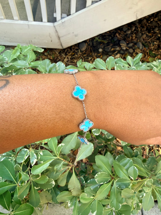 Aqua Glow Clover Bracelet