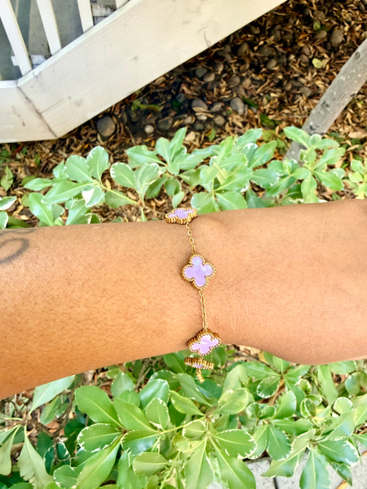 Amethyst Glow Clover Bracelet